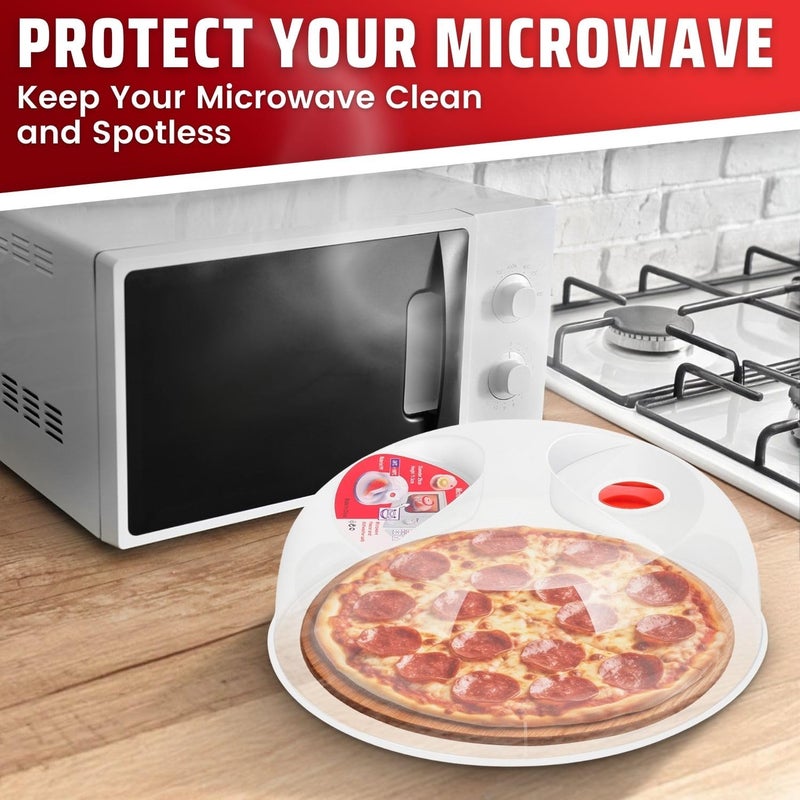Flexzion 11.5 Inch Microwave Splatter Cover - BPA-Free Anti-Splatter Microwave Cover with Adjustable Steam Vent, Dishwasher Safe, Transparent Plastic Food Covers for Microwave Cooking - Image 2